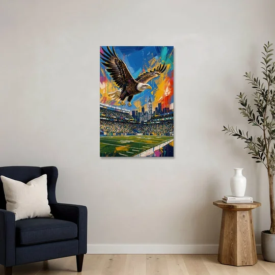 Philadelphia Eagles Symbolic Composition Painting - Canvas Wall Art - Sofa - 24x36