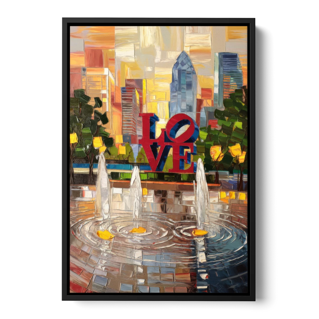 Philadelphia Love Park - Black Framed Canvas Wall Art - Front