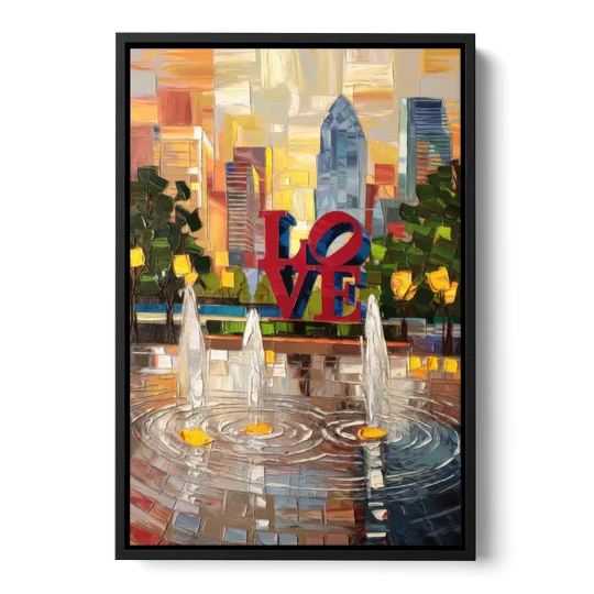Philadelphia Love Park - Black Framed Canvas Wall Art - Front