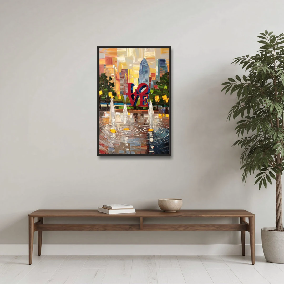 Philadelphia Love Park - Black Framed Canvas Wall Art - Coffee Table - 24x36