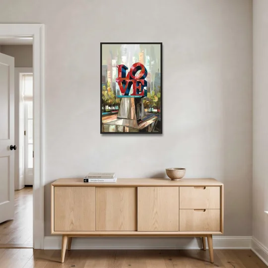 Philadelphia Love Sculpture - Black Framed Canvas Wall Art - Coffee Table - 24x36