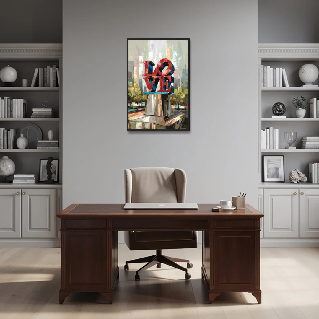 Philadelphia Love Sculpture - Black Framed Canvas Wall Art - Office - 24x36
