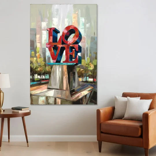 Philadelphia Love Sculpture - Canvas Wall Art - Sofa - 40x60