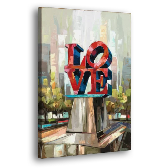 Philadelphia Love Sculpture - Canvas Wall Art - Side