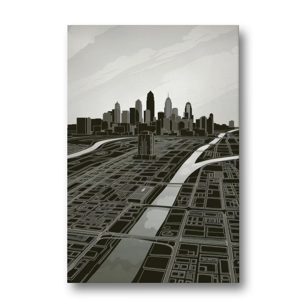 Philadelphia Map Design - Canvas Wall Art - Front