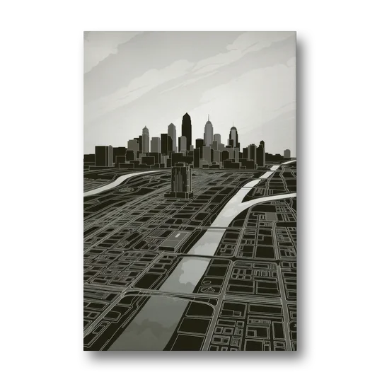 Philadelphia Map Design - Canvas Wall Art - Front