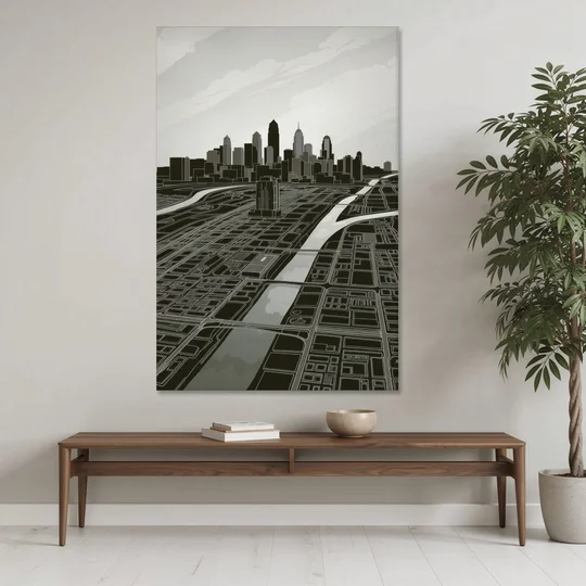 Philadelphia Map Design - Canvas Wall Art - Coffee Table - 40x60