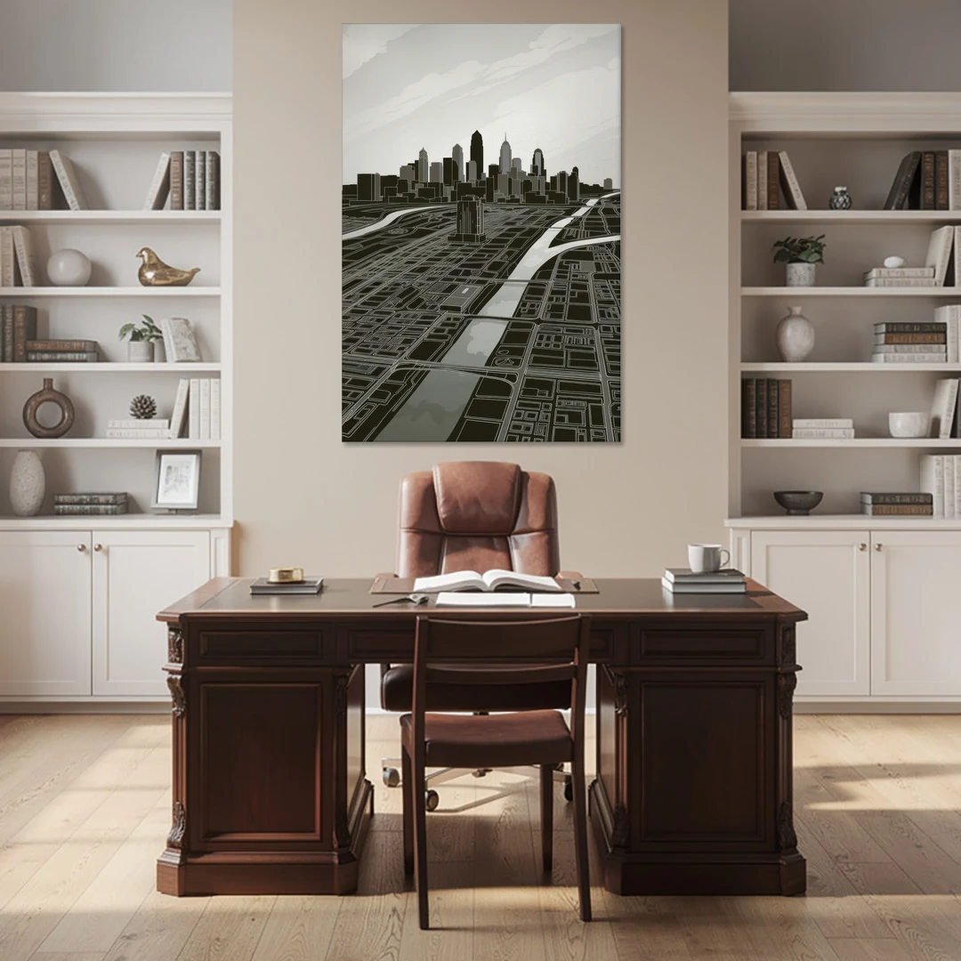Philadelphia Map Design - Canvas Wall Art - Office - 40x60