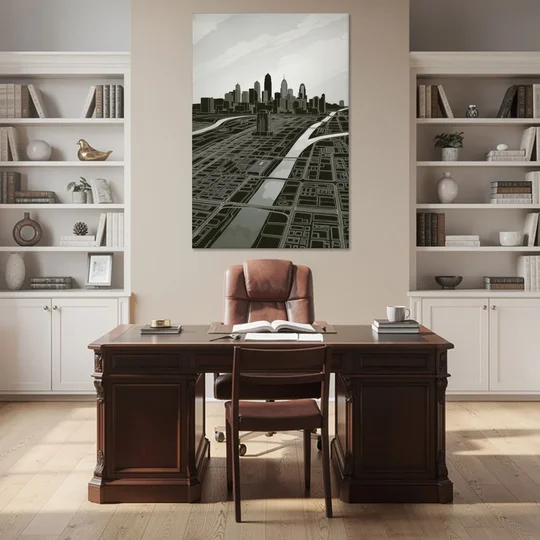 Philadelphia Map Design - Canvas Wall Art - Office - 40x60