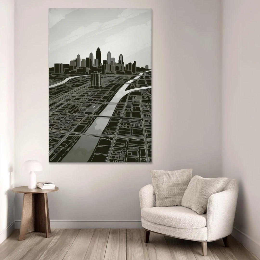Philadelphia Map Design - Canvas Wall Art - Sofa - 40x60
