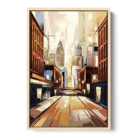 Philadelphia Market Street - Oak Framed Canvas Wall Art - Front