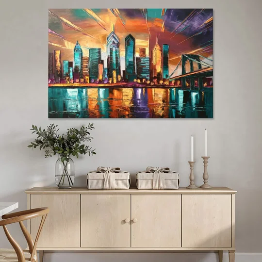 Philadelphia Mural Art - Canvas Wall Art - Coffee Table - 60x40