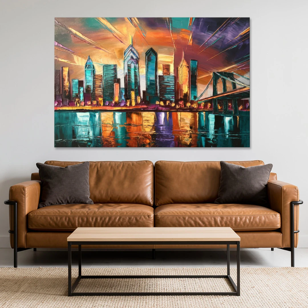 Philadelphia Mural Art - Canvas Wall Art - Sofa - 60x40