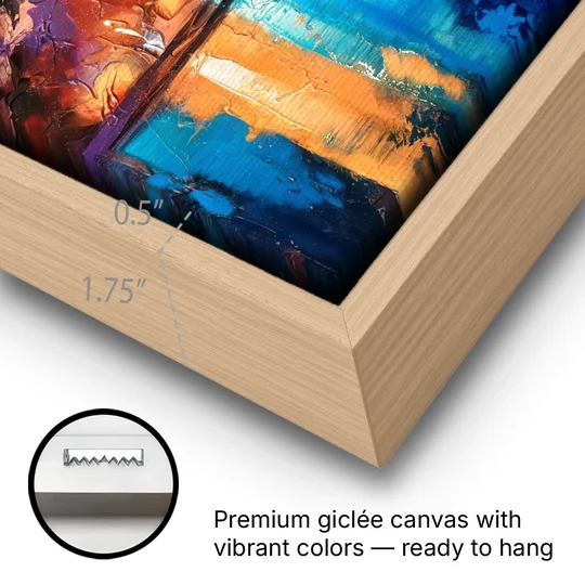 Philadelphia Old City - Oak Framed Canvas Wall Art - Gallery Wrap Corner