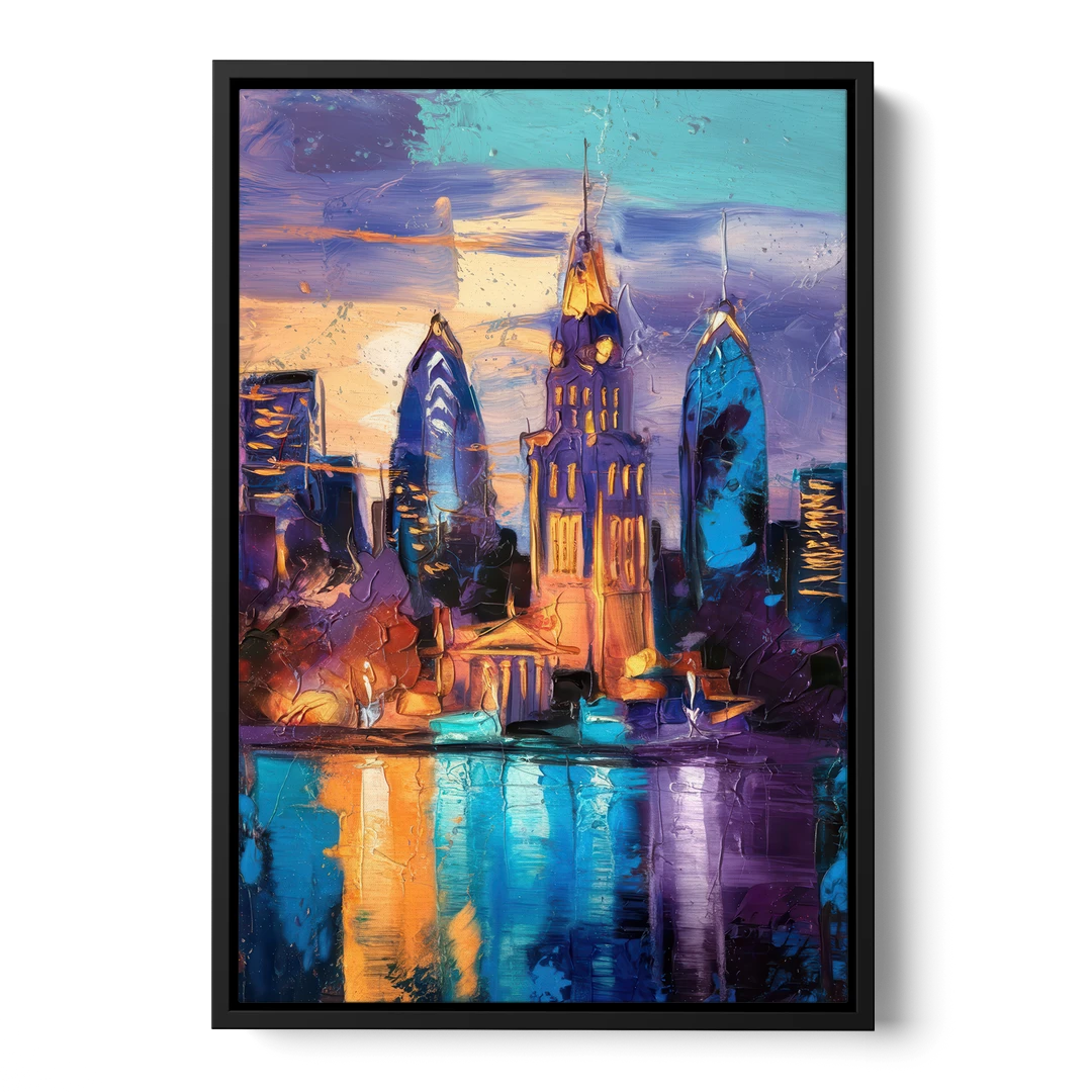 Philadelphia Old City - Black Framed Canvas Wall Art - Front