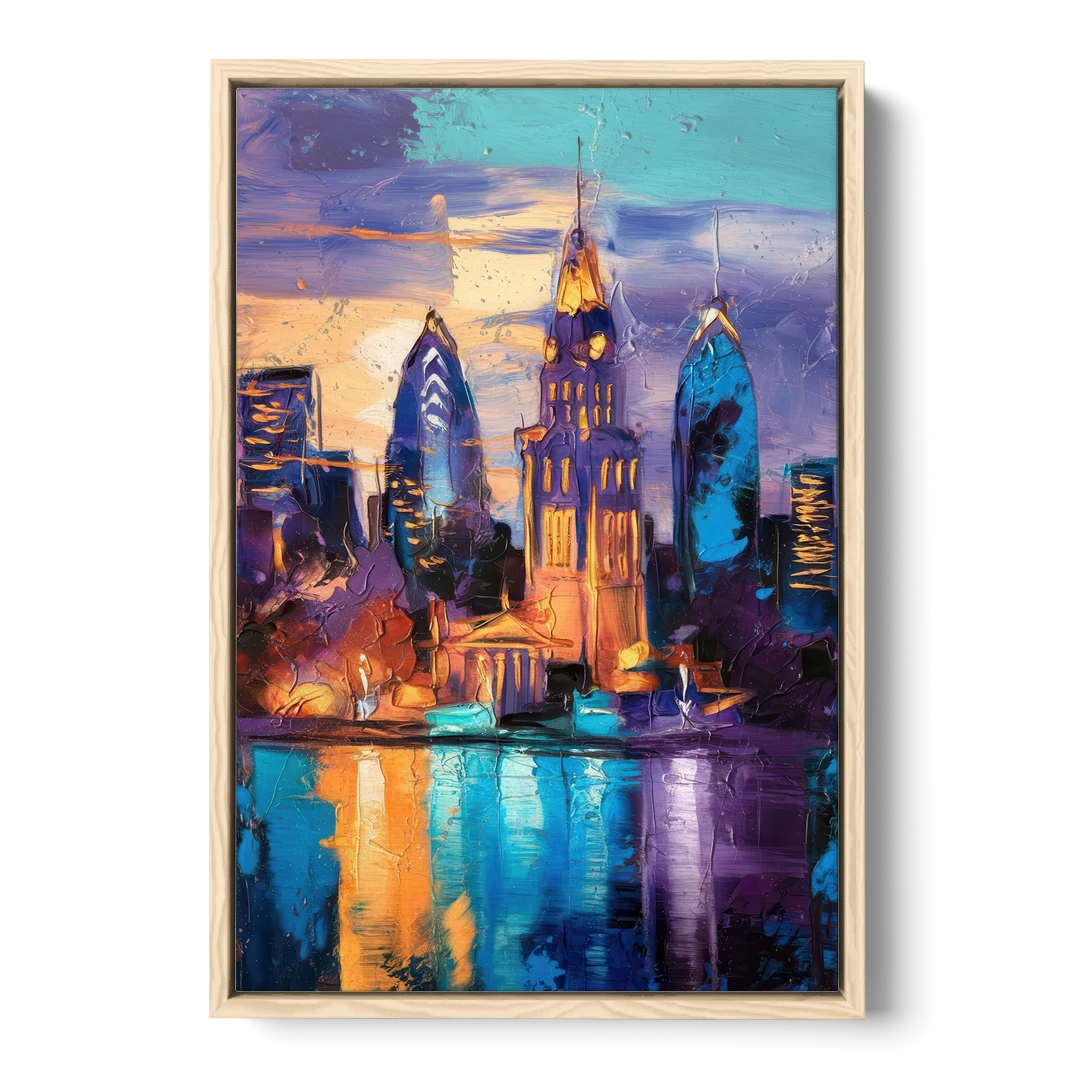 Philadelphia Old City - Oak Framed Canvas Wall Art - Front