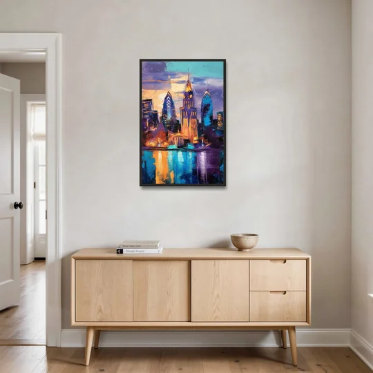 Philadelphia Old City - Black Framed Canvas Wall Art - Coffee Table - 24x36