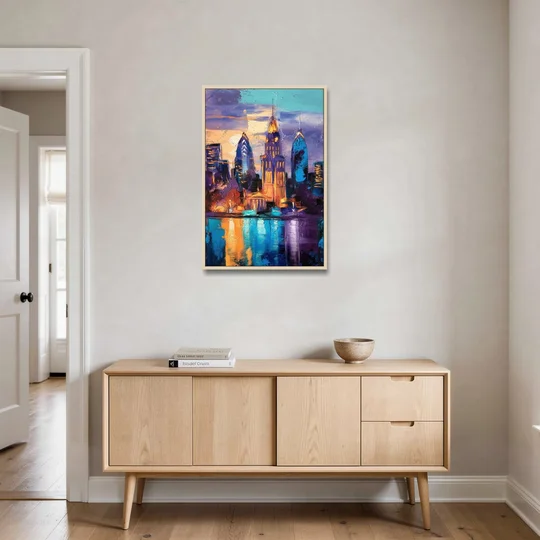 Philadelphia Old City - Oak Framed Canvas Wall Art - Coffee Table - 24x36