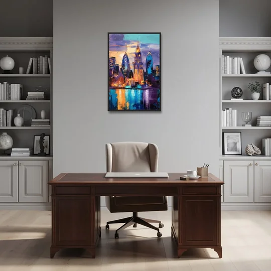 Philadelphia Old City - Black Framed Canvas Wall Art - Office - 24x36