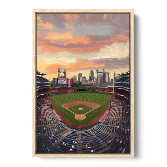 Philadelphia Phillies Ballpark - Oak Framed Canvas Wall Art - Front
