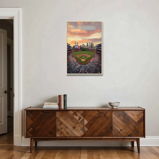 Philadelphia Phillies Ballpark - Oak Framed Canvas Wall Art - Coffee Table - 24x36