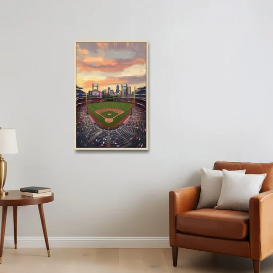 Philadelphia Phillies Ballpark - Oak Framed Canvas Wall Art - Sofa - 24x36