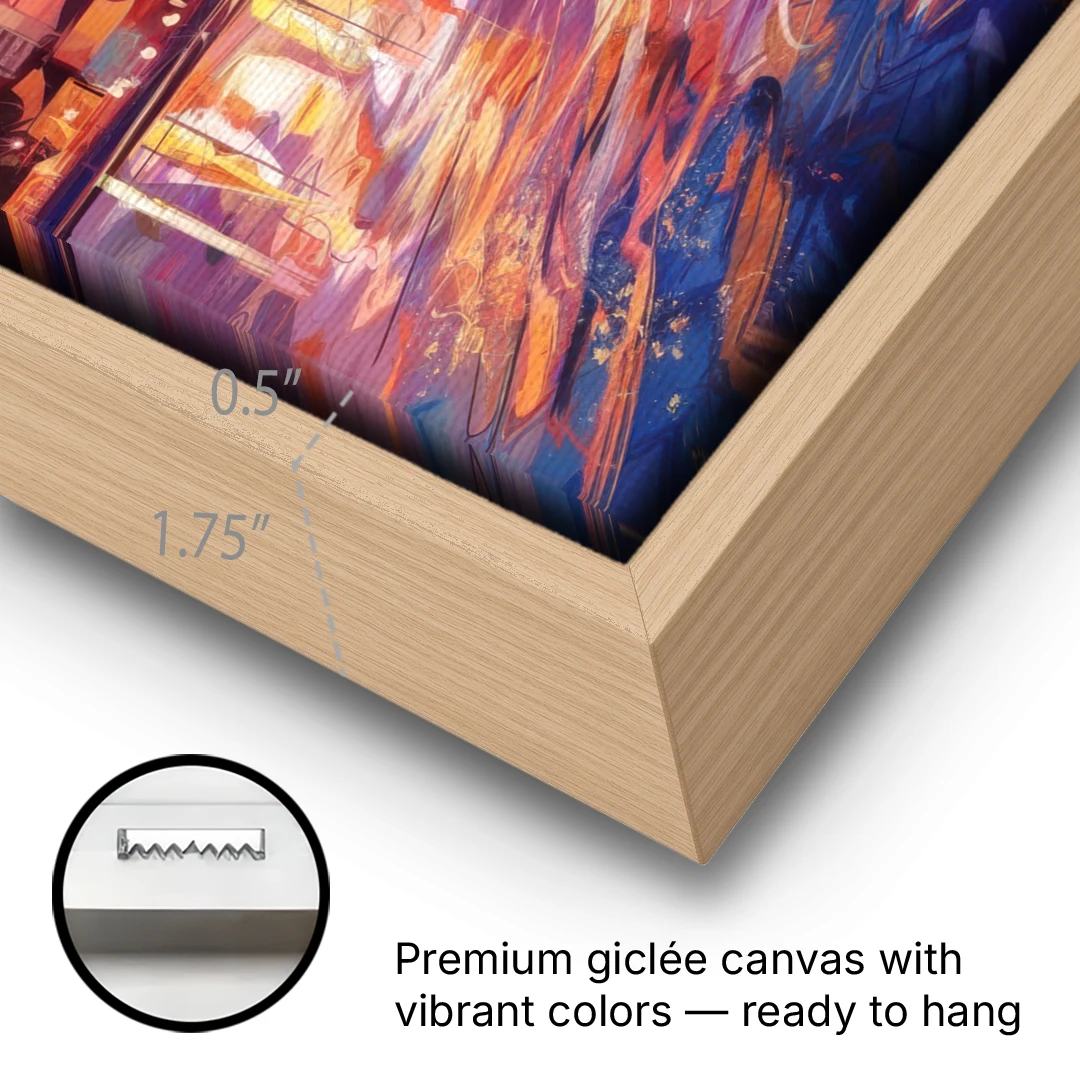 Philadelphia Skyline at Sunset - Oak Framed Canvas Wall Art - Gallery Wrap Corner