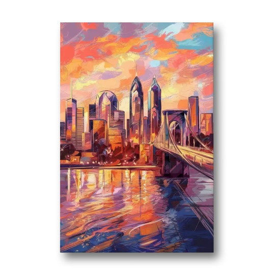 Philadelphia Skyline at Sunset - Canvas Wall Art - Front