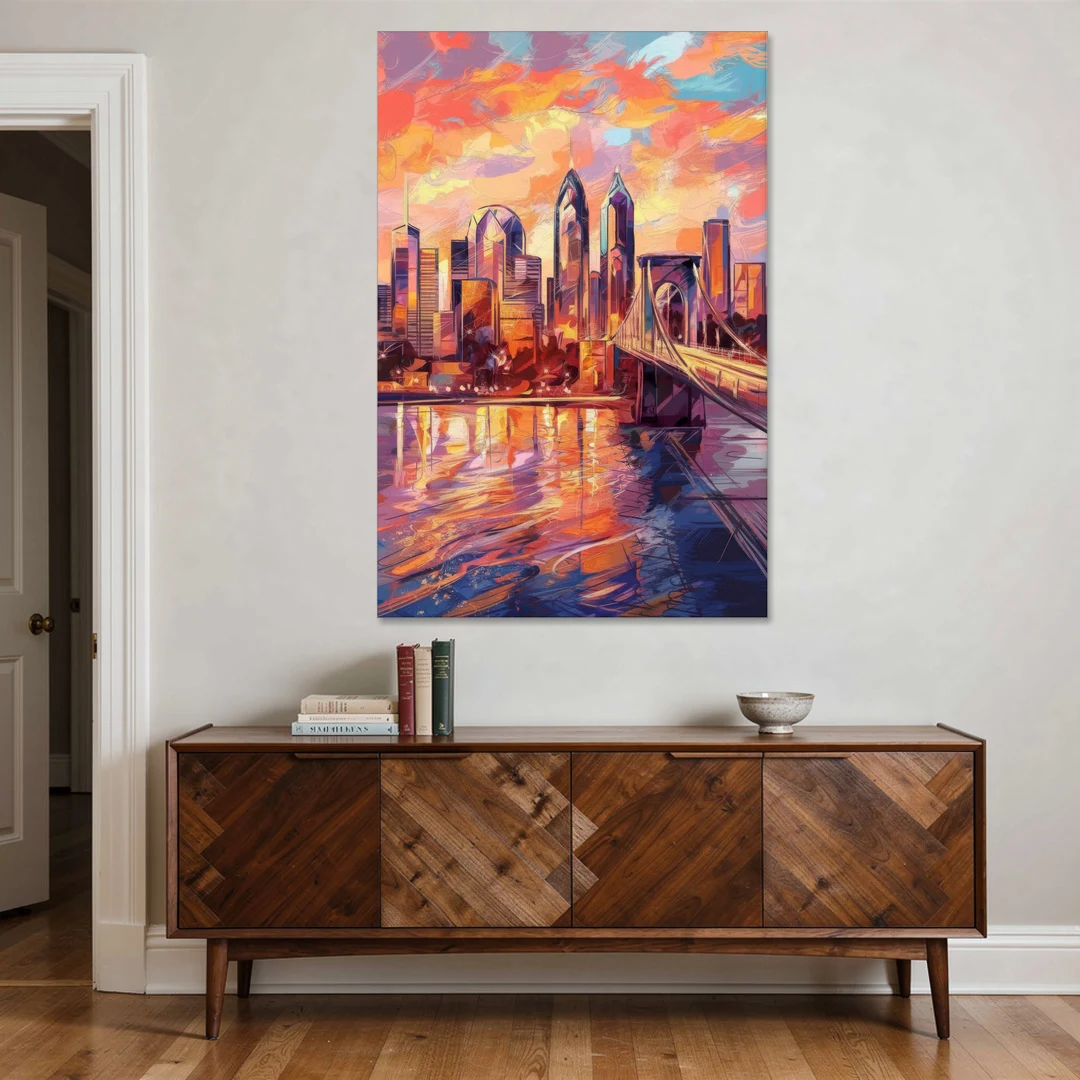 Philadelphia Skyline at Sunset - Canvas Wall Art - Coffee Table - 40x60