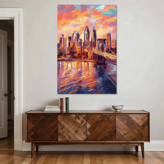 Philadelphia Skyline at Sunset - Canvas Wall Art - Coffee Table - 40x60