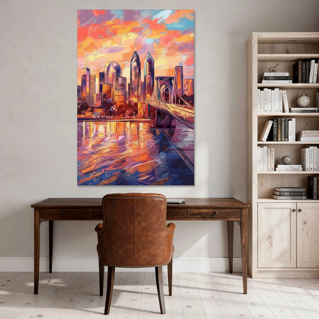 Philadelphia Skyline at Sunset - Canvas Wall Art - Office - 40x60