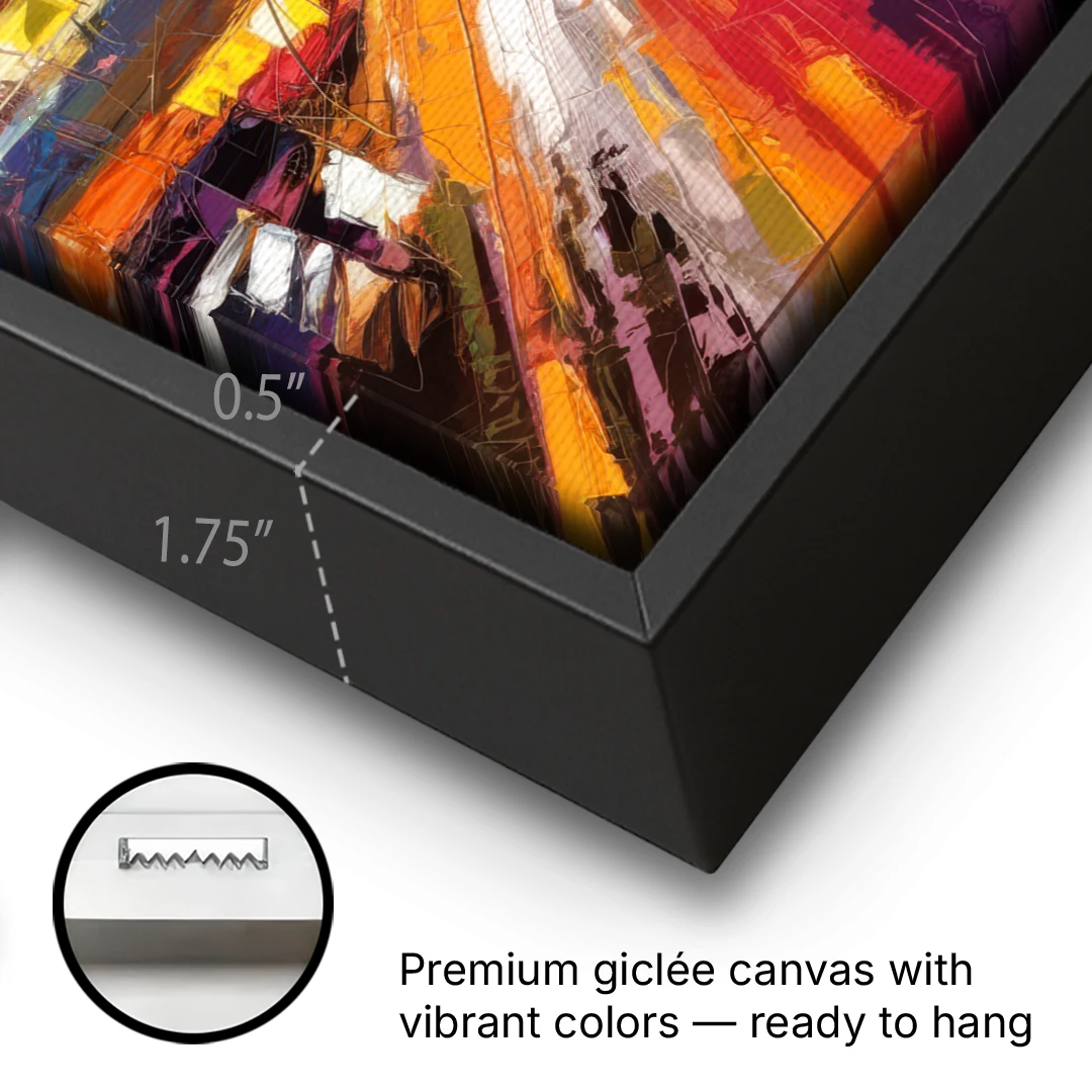Phoenix Arizona Downtown Lights - Black Framed Canvas Wall Art - Gallery Wrap Corner