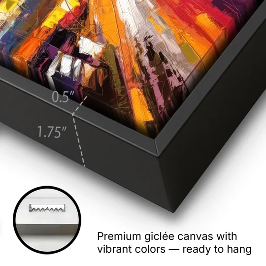 Phoenix Arizona Downtown Lights - Black Framed Canvas Wall Art - Gallery Wrap Corner