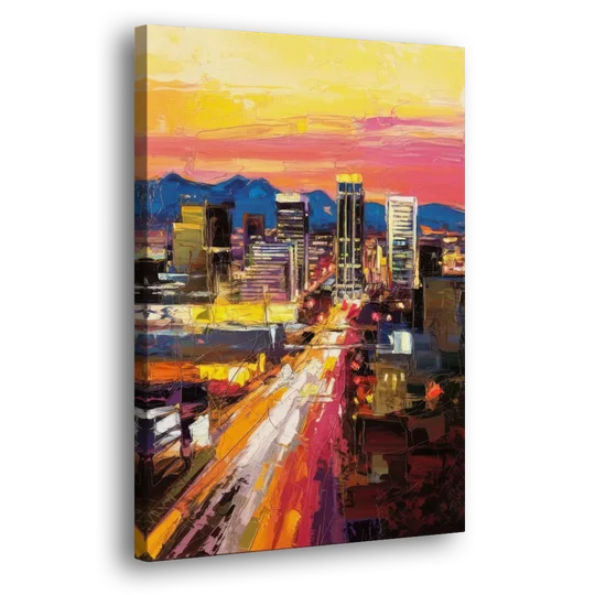 Phoenix Arizona Downtown Lights - Canvas Wall Art - Side
