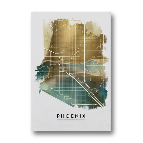 Phoenix Arizona Map Design - Canvas Wall Art - Front
