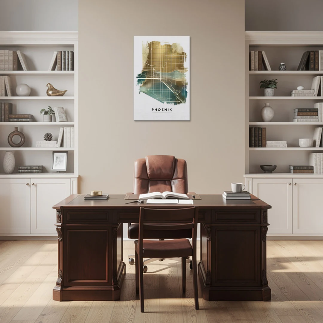 Phoenix Arizona Map Design - Canvas Wall Art - Office - 24x36