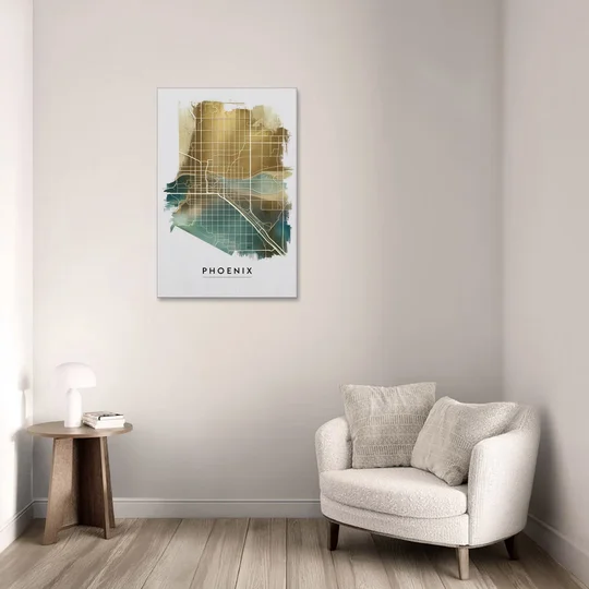 Phoenix Arizona Map Design - Canvas Wall Art - Sofa - 24x36