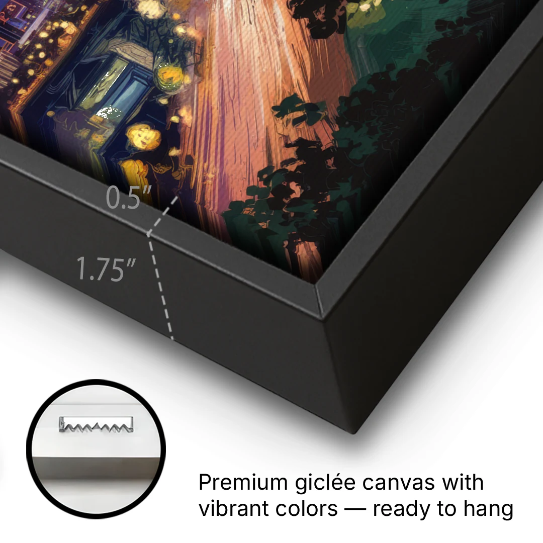 Phoenix Arizona Nightscape - Black Framed Canvas Wall Art - Gallery Wrap Corner