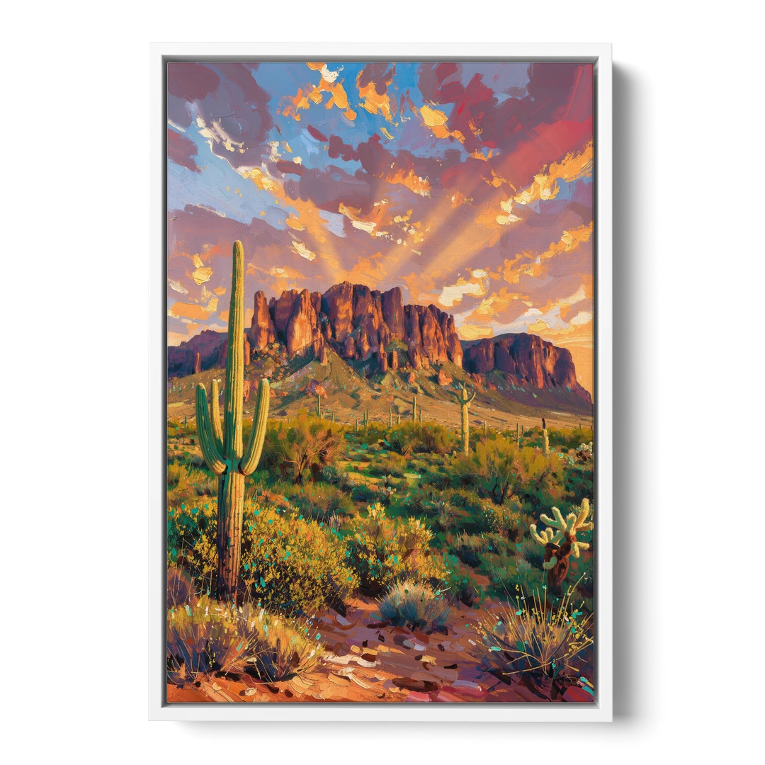 Phoenix Arizona Scenic Views - White Framed Canvas Wall Art - Front