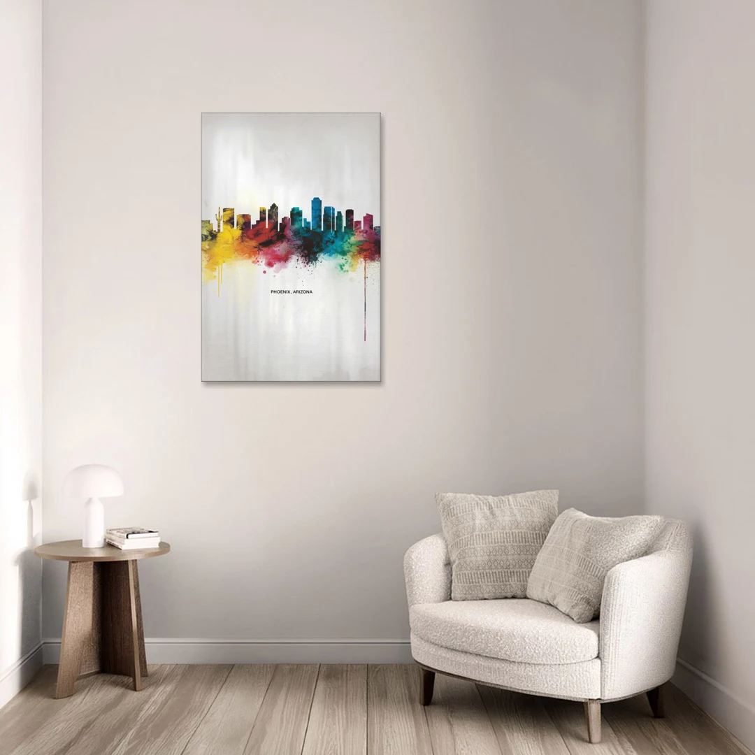 Phoenix Arizona Skyline View - Canvas Wall Art - Sofa - 24x36