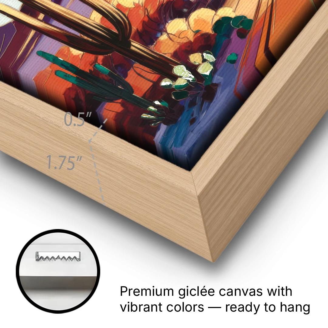 Phoenix Arizona Urban Art - Oak Framed Canvas Wall Art - Gallery Wrap Corner