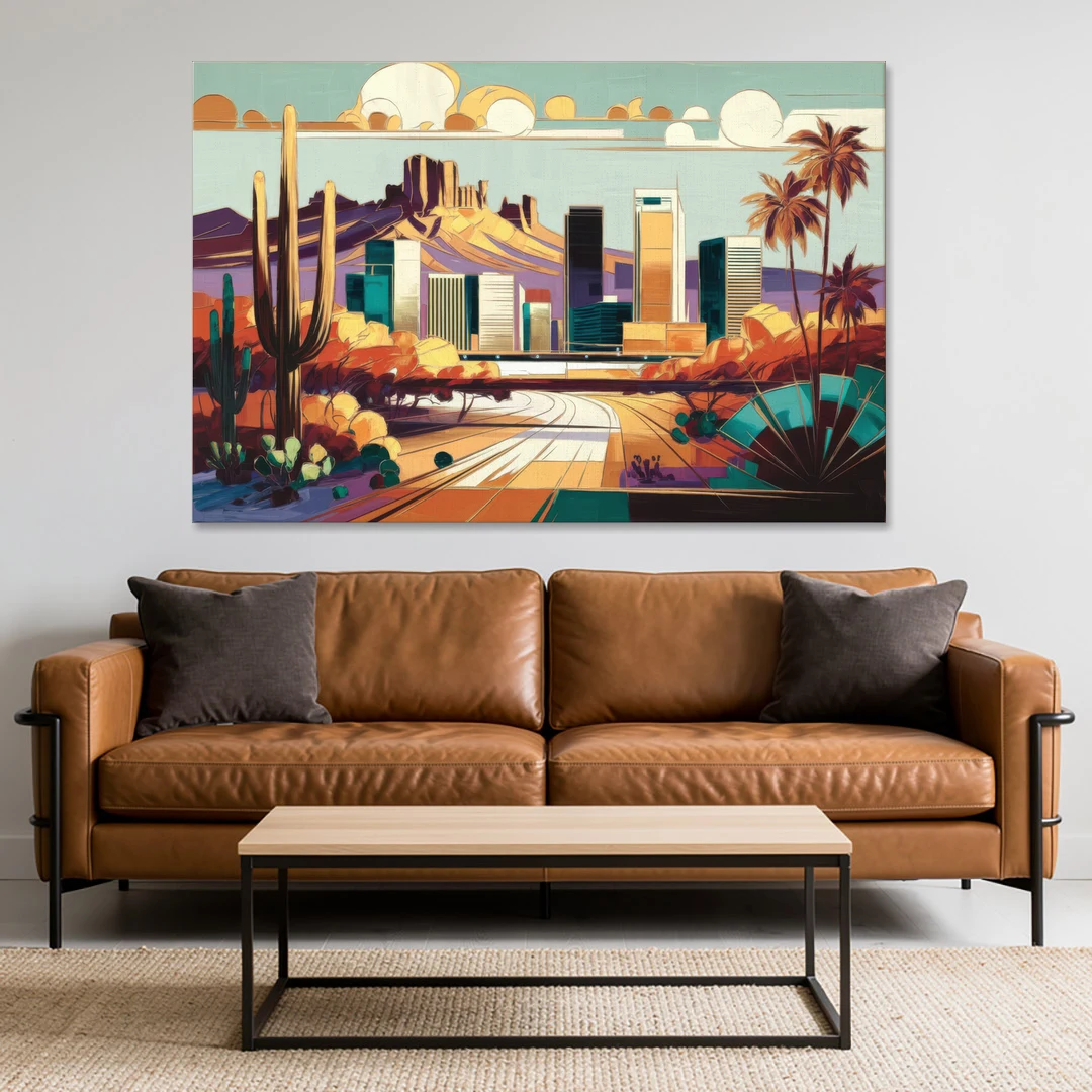 Phoenix Arizona Urban Art - Canvas Wall Art - Sofa - 60x40