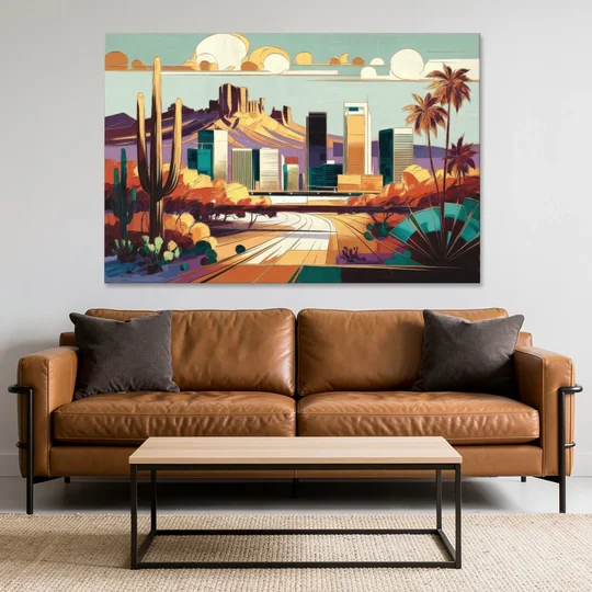 Phoenix Arizona Urban Art - Canvas Wall Art - Sofa - 60x40