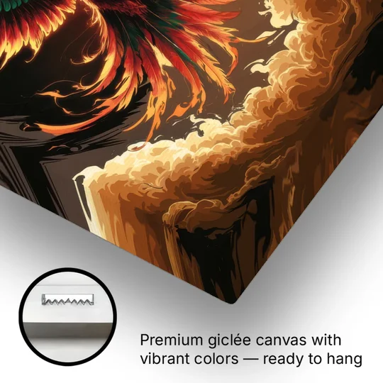 Phoenix Bird Abstract Artwork - Canvas Wall Art - Gallery Wrap Corner