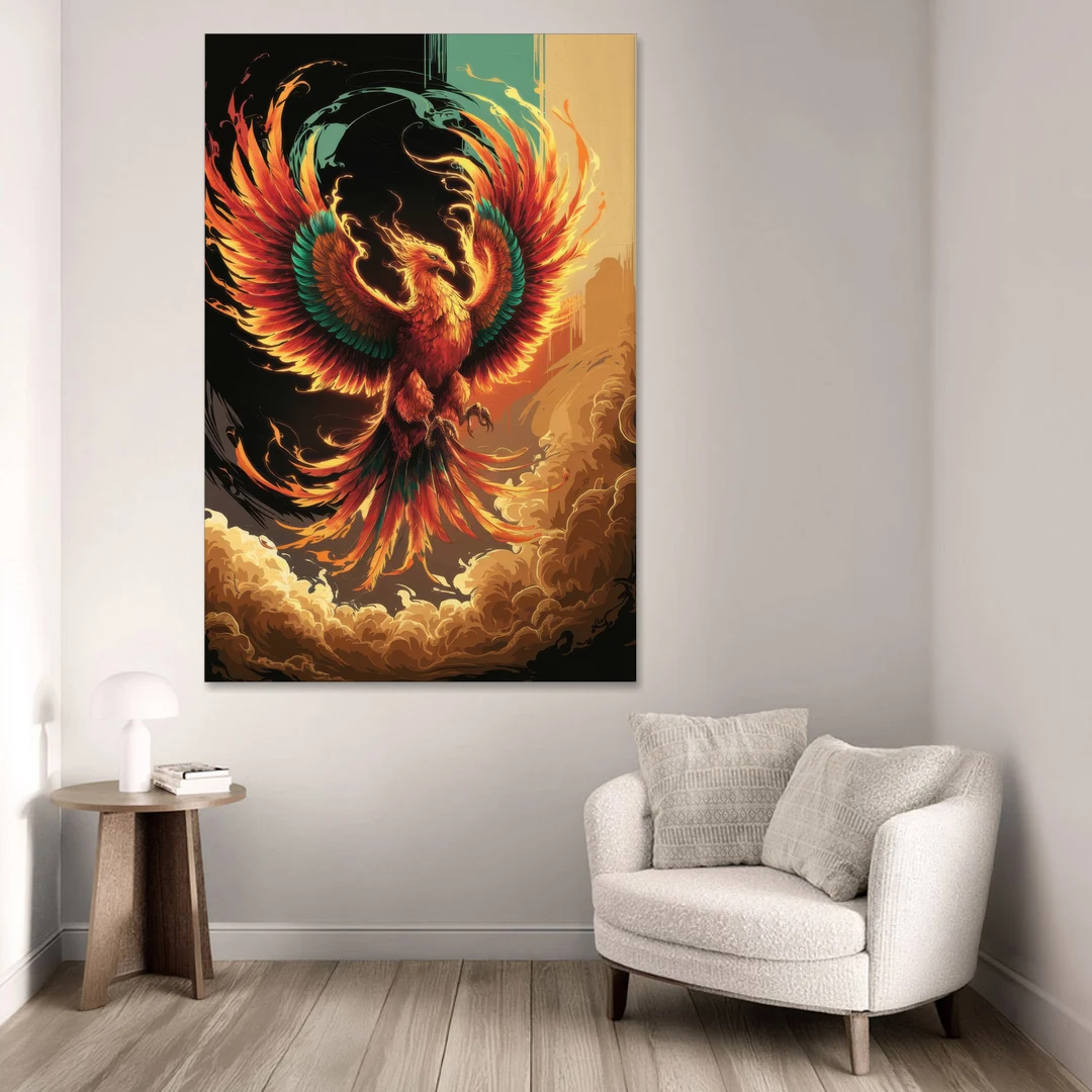 Phoenix Bird Abstract Artwork - Canvas Wall Art - Sofa - 40x60