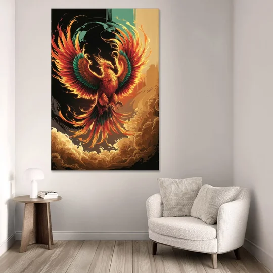 Phoenix Bird Abstract Artwork - Canvas Wall Art - Sofa - 40x60