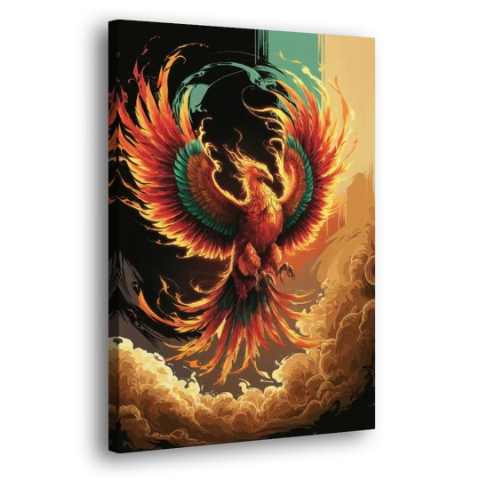 Phoenix Bird Abstract Artwork - Canvas Wall Art - Side