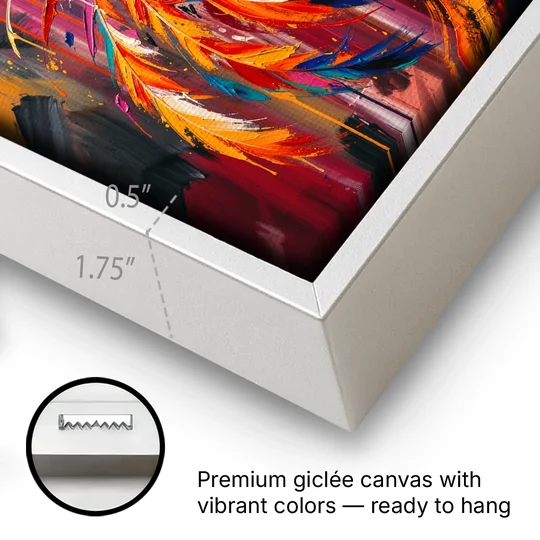 Phoenix Bird in Flight - White Framed Canvas Wall Art - Gallery Wrap Corner