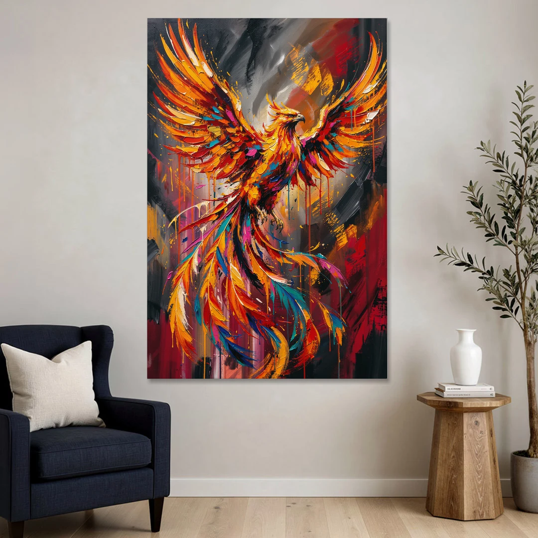 Phoenix Bird in Flight - Canvas Wall Art - Sofa - 40x60