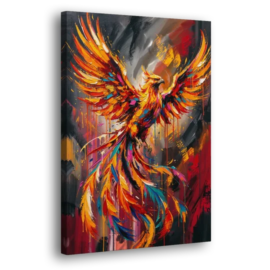 Phoenix Bird in Flight - Canvas Wall Art - Side